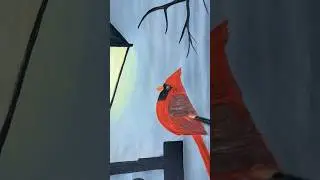 Part -1 # Red cardinal bird painting #birdpainting