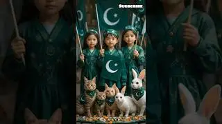 Children with Cats Rabbits Holding Pakistani Flag 14 August #youtube #youtuber #shorts
