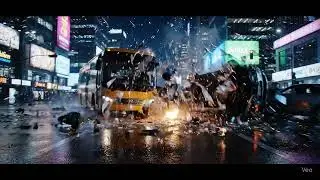 Realistic Action Movie Scene showing a road accident made by ai