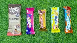 Snakker chocolate vs star chocolate vs megabite chocolate vs yoga bar chocolate #asmr #asmrsounds 