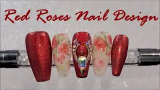 Red Chrome and Roses Nail Design | Easy Floral Red Nails | Nail Art Ideas | DIY press on nails