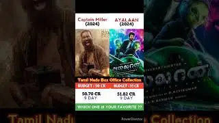 Captain Miller Vs Ayalaan Movie 9 Day Comparison Box  #shorts #salaar #animal #hanuman #fighter