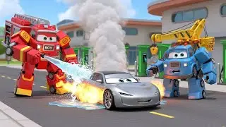 Electric Car Fire! ⚡ Battery Explosion Rescue | Robocar Poli Safety Series | Wheelie Wonder Team