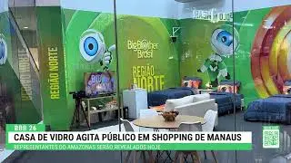 Casa de vidro agitada p&uacute;blico em shopping de Manaus