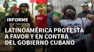 Manifestaciones en contra y a favor del gobierno de Cuba en embajadas de Am&eacute;rica Latina | AFP