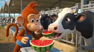 Cute Monkey Tractor Story 🐒🚜 | Milk Delivery Adventure | Kids Cartoon Farm Video