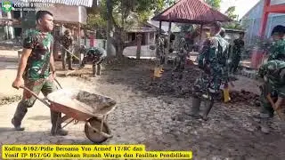 Kodim 0102/Pidie Bersama Yon Armed 17/RC dan Yonif TP 857/GG Bersihkan Rumah Warga dan Sekolah