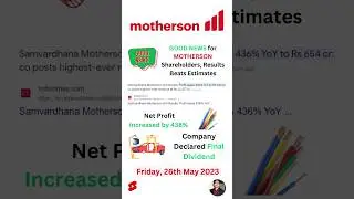 Motherson Bumper Q4 Results 🤑 | MOTHERSON Share Latest News | MOTHERSON Dividend FY 2023