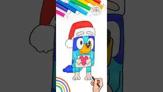 Bluey Drawing Kawaii Easy | How to Draw Bluey Tutorial 🌈🐶💙 #bluey #drawing #heart