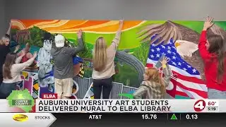 Auburn University art students deliver mural to Elba Library