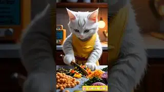 Little kitten make kabab🧆🥙#ai#kitten#kittenanimation#animation#cartoon#kittencooking#cute
