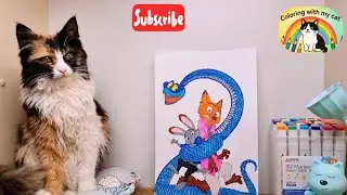 Coloring a Zootopia Style Animal Scene with My Cat 🐱🎨  Fun Cartoon Art