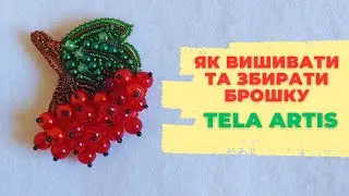 БРОШКА ТЕЛА АРТІС❤️Калина❤️ Вишивка  бісером та збірка❤️Обшивка бісером края броши