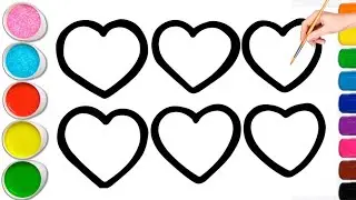Rainbow Hearts Drawing | Satisfying Colouring | Easy Rainbow Art for Beginners