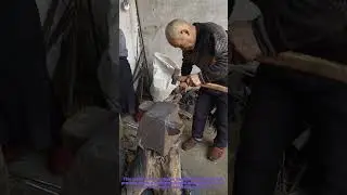 Blacksmithing Forging: Heating Metal Parts for Hot Forming on Anvil
