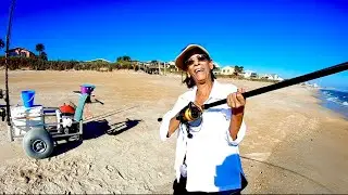 Her first ever SURF fish was a double up! /Vilano beach Surfside park