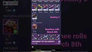 Destiny 2 - banshee rolls - March 8th