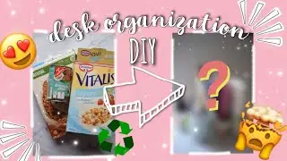 Desk organization ♻️😍/  DIY magazine & pen holder// upcycle cereal box & cans || by Lines and Dots