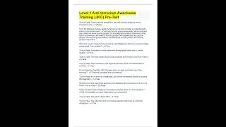 Level 1 Anti terrorism Awareness Training JKO Pre Test  100% Correct Answers