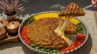 Kebab cake | layers of meat, cheese and vegetables