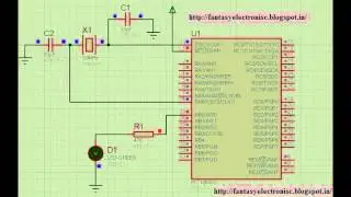 LED Blinking using PIC18F452 include keil(c code and hex )and Proteus simulation