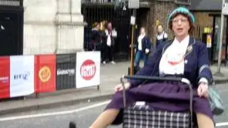 crazy granny riding shopping cart at sports relief!