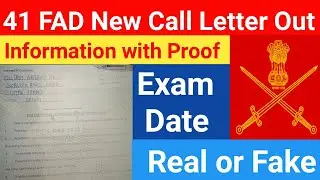 41 FAD New Update 🏔️|| 41 FAD New Call Letter Out 📑|| 41 FAD New Admit Card and Exam Date Out 2022