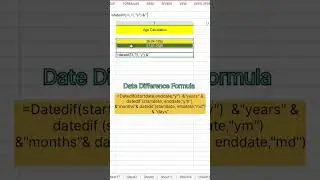 Excel datedif formula || Age calculation in excel || Find date difference in excel