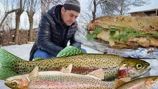 How to cook trout in aluminum foil - Fish foil recipe - Trout recipe in foil 🐟 #ASMR #trout #food