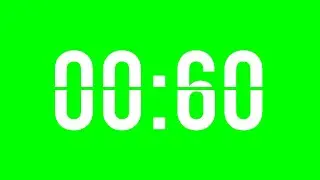 60 Second Timer (White) Green Screen No Copyright