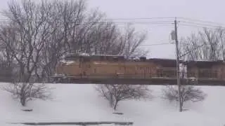 CSX Q377 Train In Freezing Weather