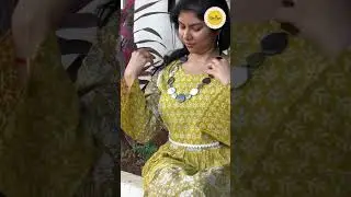 Hand Block Printed Yellow Summer Dress, Stone Necklace Set, Finished with Metallic Polish.
