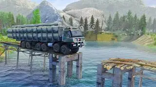 INSANE Moment a Logging Truck Crosses a COLLAPSED Bridge