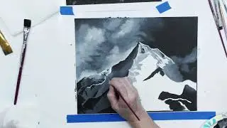 (734)  🏔️HIMILAYA MOUNTAINS 🏔️ 11X14 Monochromatic Painting Challenge with Sandra Lett 071621
