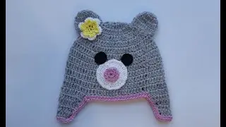 Gorro a crochet modelo osito para recién nacido 0-3 meses muy fácil de tejer