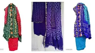 Silk base bandhani salwar suit || party wear bandhani dress || Jaipuri dress material  || COD