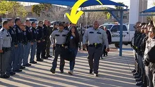 Police officers escort daughter of fallen deputy to school