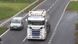 SCANIA SUPER S500, G320, P410 XT, R540, V8, DAF XG 530, VOLVO FH & FM - motorway trucks spotting  4K