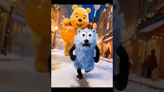 【プーさんとパペットスンスン風の追いかけっこ】プーさんの笑顔が良い！逃げる表情が#ai #てんぷれ