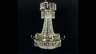 LJUSKRONA. Sengustaviansk, m&auml;ssing & prismor, 1800 tal