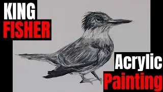 Painting Kingfisher In Acrylic by J Sheetz