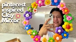 Clay Flower mirror 🌸- Foam clay mirror - Pinterest inspired mirror || THE ART ABODE #superclay #clay