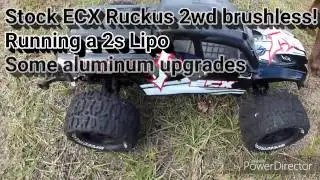 ECX Ruckus 2wd brushless speed run all stock but 2s Lipo!