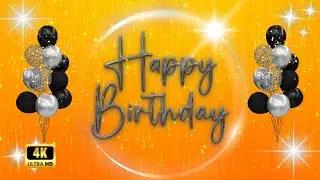 Happy Birthday Orange Yellow & Black 🎃 1 Hour 4K Wallpaper Loop |  Party Background Screensaver