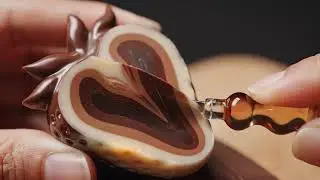 ASMR Chocolate Strawberry ultra thin knife cutting 