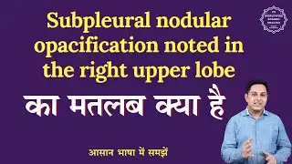 Subpleural nodular opacification noted in the right upper lobe meaning in Hindi