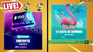 🔴 *NEW* 14 DAYS OF SUMMER DAY 14 PEELY BACKBLING REWARD, FORTBYTE UNLOCKS (FORTNITE LIVE)