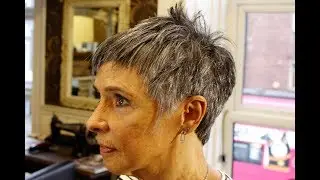 HOW TO CUT Short Funky PIXIE hair ON GREY HAIR textured crop choppy