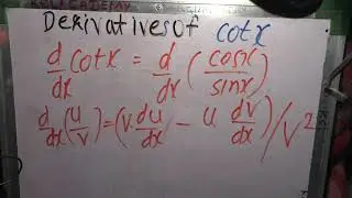 Derivatives Of Cot x (In Hindi) | Maths | Mathematics | Class 11 Maths | Trigonometric Derivative