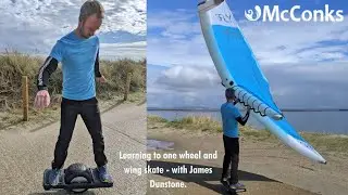 Learning to ride the McConks one wheel Skatewheel and wing eSkate.